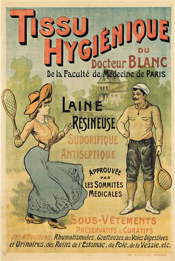 DESIGNER UNKNOWN. TISSU HYGIÉNIQUE DU DOCTEUR BLANC. 1901. 50¾x34 inches, 129x86¼ cm. Marseillaise, Marseille.                                   
